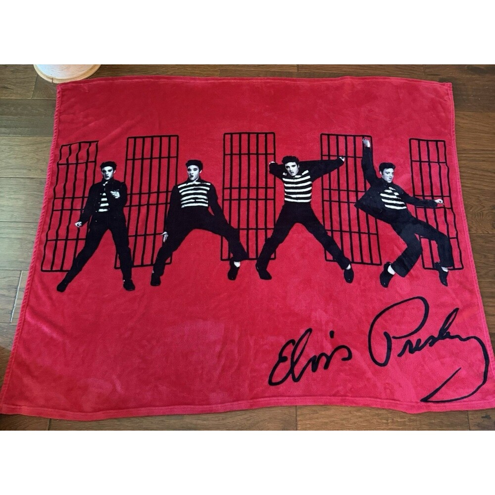 Elvis Presley Red Plush Soft Fleece Throw Blanket 50"x60" Jail House Rock